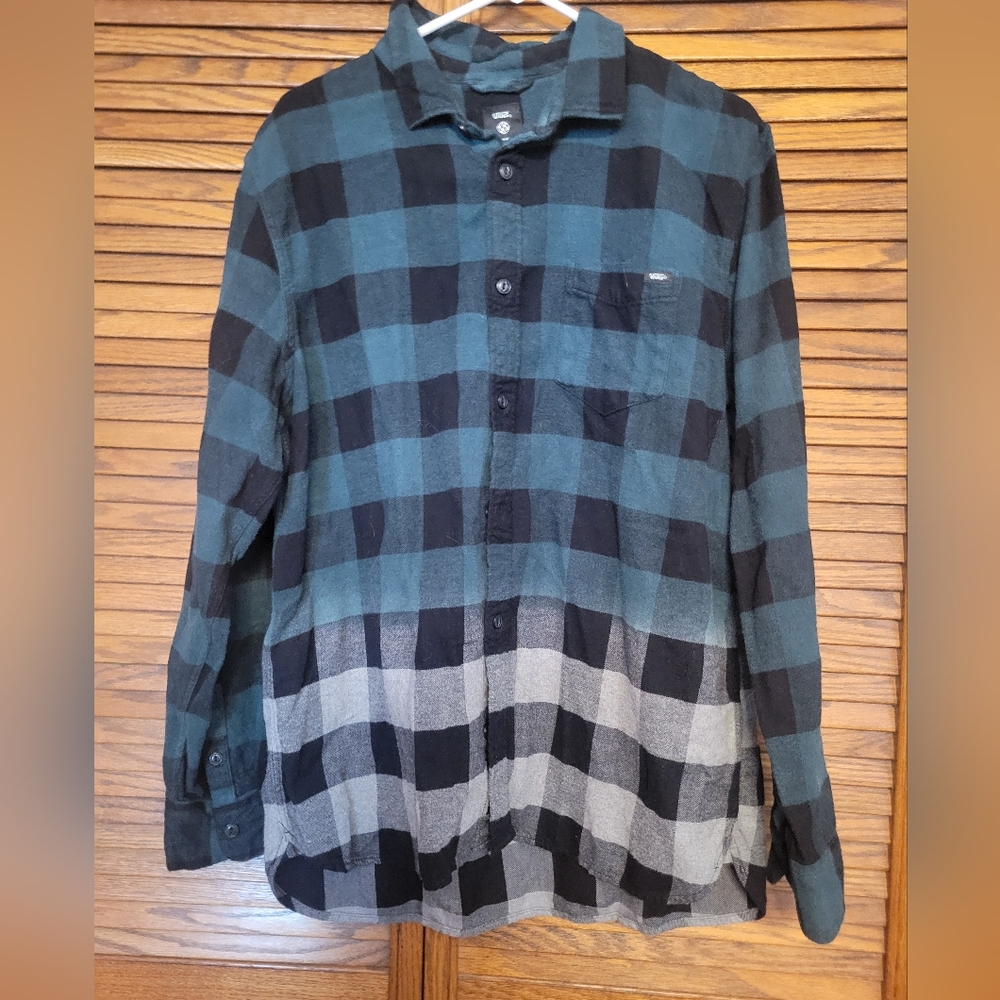 Vans Blue, Green, Gray and Black Flannel Plaid Men's Shirt Size‎ Large